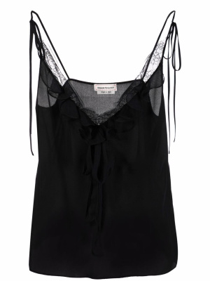 

Ruffle-neck lace detail vest top, Alexander McQueen Ruffle-neck lace detail vest top