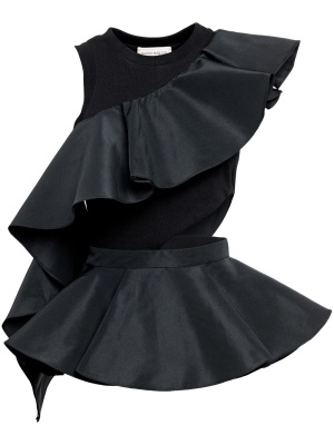 

Asymmetric ruffle-trimmed tank top, Alexander McQueen Asymmetric ruffle-trimmed tank top