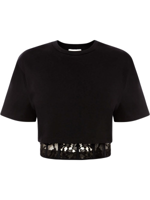 

Lace-hem cropped T-shirt, Alexander McQueen Lace-hem cropped T-shirt