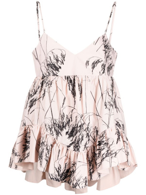 

Ruffle-trim leaf-print top, Alexander McQueen Ruffle-trim leaf-print top