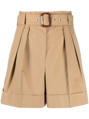 

Paperbag-waist turn-up shorts, Alexander McQueen Paperbag-waist turn-up shorts