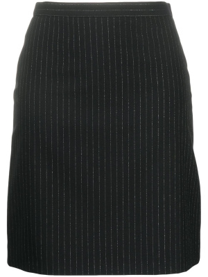 

Pinstripe back-ruffle wool skirt, Alexander McQueen Pinstripe back-ruffle wool skirt