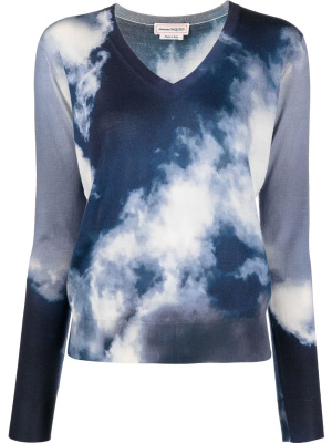 

Cloud motif V-neck jumper, Alexander McQueen Cloud motif V-neck jumper