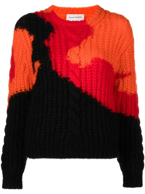 

Colourblock knit jumper, Alexander McQueen Colourblock knit jumper