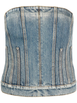 

Strapless denim top, Alexander McQueen Strapless denim top