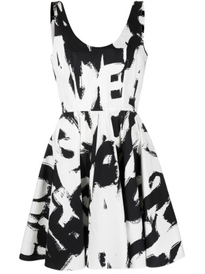 

Logo-print flared dress, Alexander McQueen Logo-print flared dress