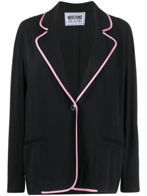 

Piped-trim single-breasted blazer, Moschino Piped-trim single-breasted blazer