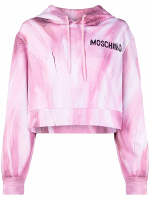 

Brushstroke-print cropped hoodie, Moschino Brushstroke-print cropped hoodie