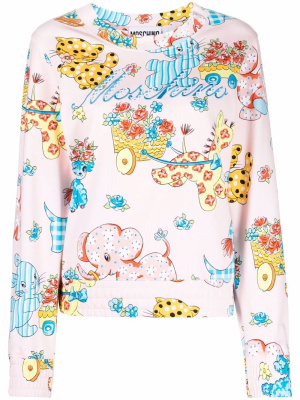 

Sketch-print organic-cotton sweatshirt, Moschino Sketch-print organic-cotton sweatshirt