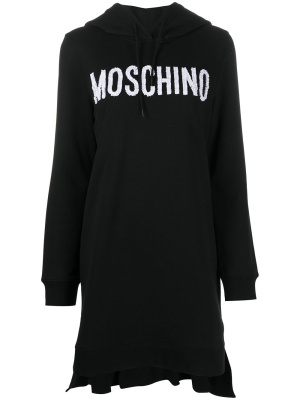

Logo print hooded dress, Moschino Logo print hooded dress