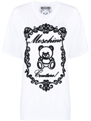 

Flocked-Teddy logo T-shirt, Moschino Flocked-Teddy logo T-shirt