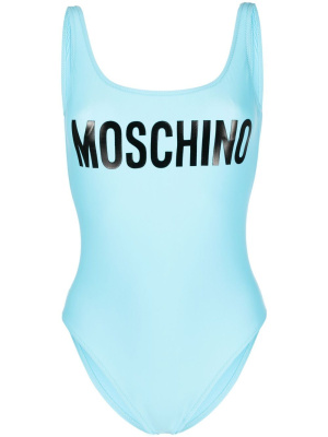 

Logo-print backless swimsuit, Moschino Logo-print backless swimsuit