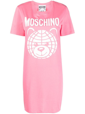 

Logo teddy-print T-shirt dress, Moschino Logo teddy-print T-shirt dress