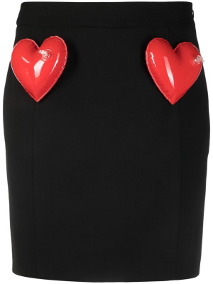 

Heart-appliqué high-waisted skirt, Moschino Heart-appliqué high-waisted skirt