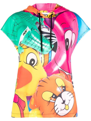 

Graphic-print cap-sleeves hoodie, Moschino Graphic-print cap-sleeves hoodie
