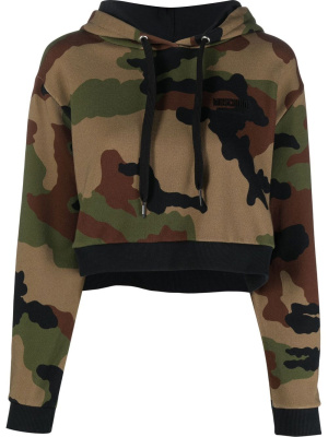

Camouflage-print cropped hoodie, Moschino Camouflage-print cropped hoodie