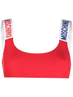

Embossed-logo strap bikini top, Moschino Embossed-logo strap bikini top