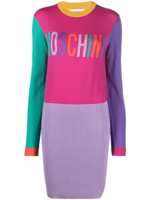 

Intarsia logo-knit jumper dress, Moschino Intarsia logo-knit jumper dress
