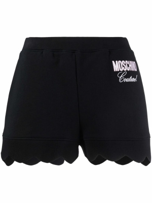 

Couture logo-embroidered mini shorts, Moschino Couture logo-embroidered mini shorts