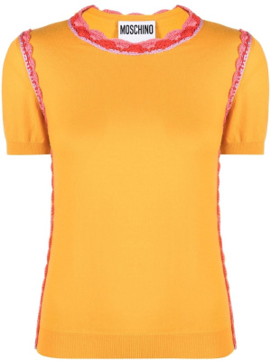 

Macramé trim knit top, Moschino Macramé trim knit top