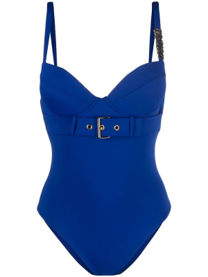 

Shoulder-logo belted swimsuit, Moschino Shoulder-logo belted swimsuit