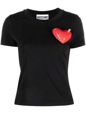 

Heart-patch short-sleeved T-shirt, Moschino Heart-patch short-sleeved T-shirt