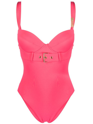 

Logo-plaque belted swimsuit, Moschino Logo-plaque belted swimsuit