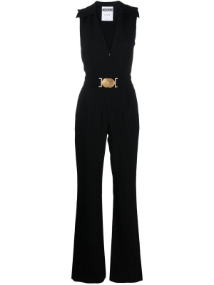 

Plunge-neck belted jumpsuit, Moschino Plunge-neck belted jumpsuit
