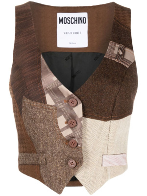 

Patchwork virgin-wool waistcoat, Moschino Patchwork virgin-wool waistcoat