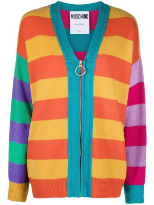 

Striped zip-up cardigan, Moschino Striped zip-up cardigan