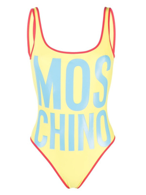 

Logo-print multi-tone swimsuit, Moschino Logo-print multi-tone swimsuit
