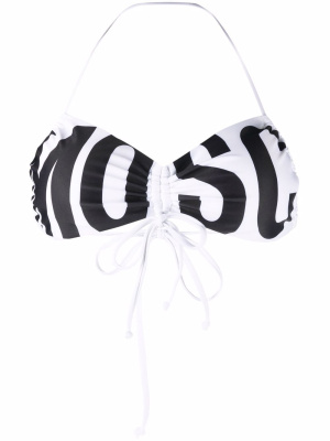 

Logo-print tie-fastening bikini bra, Moschino Logo-print tie-fastening bikini bra
