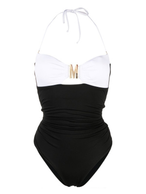 

Logo-lettering two-tone swimsuit, Moschino Logo-lettering two-tone swimsuit