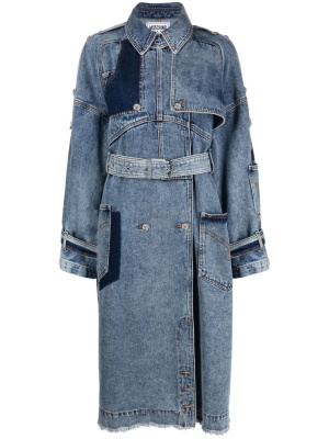 

Denim double-breasted trench coat, Moschino Denim double-breasted trench coat