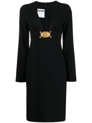 

Logo-plaque long-sleeved dress, Moschino Logo-plaque long-sleeved dress