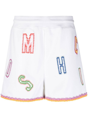 

Logo-embroidered lace-trim shorts, Moschino Logo-embroidered lace-trim shorts