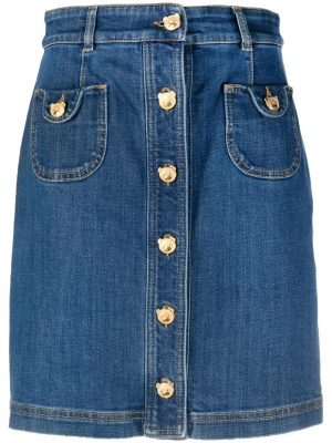 

Buttoned denim pencil skirt, Moschino Buttoned denim pencil skirt