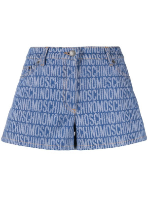 

Monogram-print denim shorts, Moschino Monogram-print denim shorts