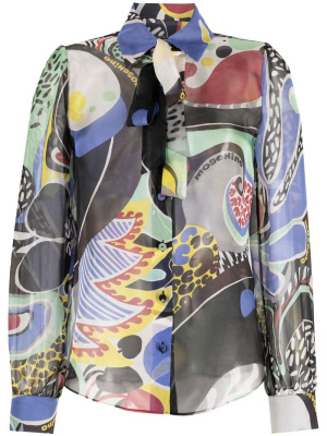 

Abstract-pattern pussybow blouse, Moschino Abstract-pattern pussybow blouse