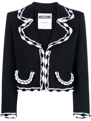 

Macramé trim cropped blazer, Moschino Macramé trim cropped blazer