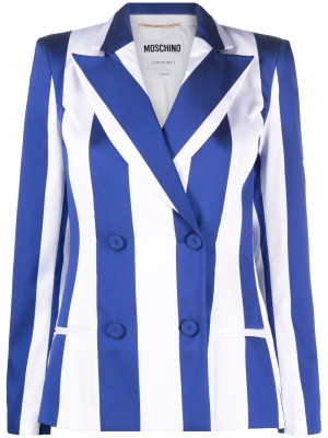

Stripe-print double-breasted blazer, Moschino Stripe-print double-breasted blazer