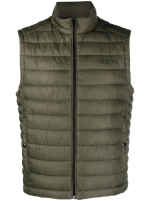 

Tonal logo-print quilted gilet, BOSS Tonal logo-print quilted gilet