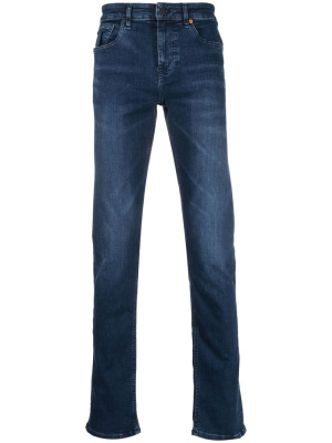 

Mid-wash logo-patch jeans, BOSS Mid-wash logo-patch jeans