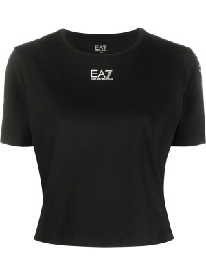 

Logo-print cropped t-shirt, Ea7 Emporio Armani Logo-print cropped t-shirt