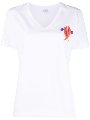 

Logo-print V-neck T-shirt, PS Paul Smith Logo-print V-neck T-shirt