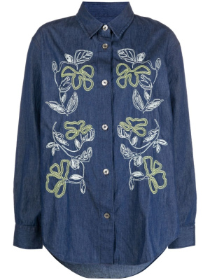 

Floral-embroidery long-sleeve cotton shirt, PS Paul Smith Floral-embroidery long-sleeve cotton shirt