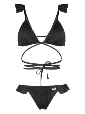 

Ruffled animal-print bikini set, Ea7 Emporio Armani Ruffled animal-print bikini set