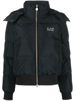 

Logo-print hooded padded jacket, Ea7 Emporio Armani Logo-print hooded padded jacket