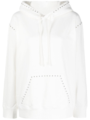

Stud-embellished cotton hoodie, MM6 Maison Margiela Stud-embellished cotton hoodie