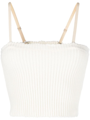 

Embroidered-logo knit crop top, MM6 Maison Margiela Embroidered-logo knit crop top